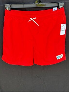 Pacsun Kids Red 4.5" Swim Trunks with White Drawstring Kids Unisex Size XL (12)